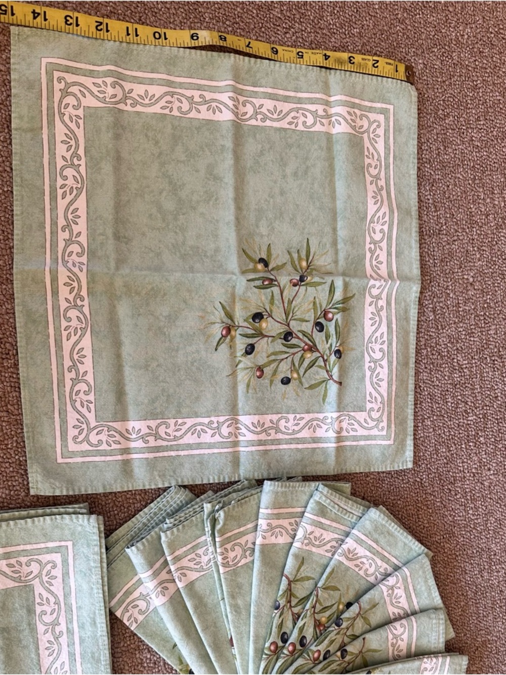 Olive Grove Cotton Napkin Set in Sage Green - TWELVE
